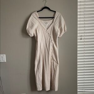 Madewell Cream Textured Midi Dress
